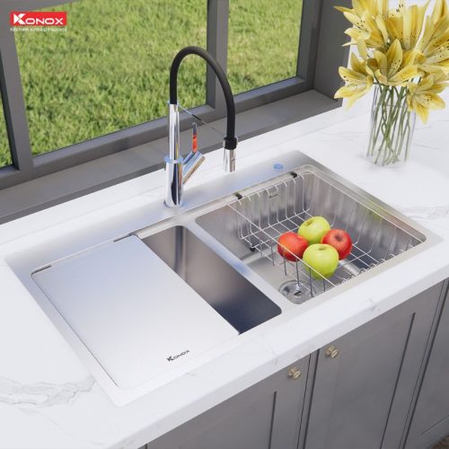 anh chau rua bat chong xuoc konox workstation sink topmount sink kn8651td dekor