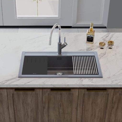 Chậu rửa bát đá 1 hố Konox Terra 790S Grey - Ảnh 3