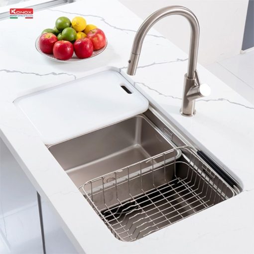 Chậu rửa bát inox 1 hố Konox KN8347SU Dekor - Ảnh 2