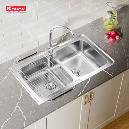 Chậu rửa bát Konox Premium KS8650 2B - Ảnh 2