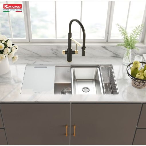 Chậu rửa bát inox 1 hố Konox TARI 8748SR - Ảnh 3
