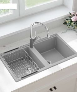 anh thuc te chau rua bat konox granite sink phoenix smart 860 grey