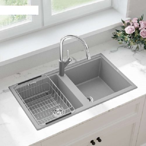 anh thuc te chau rua bat konox granite sink phoenix smart 860 grey