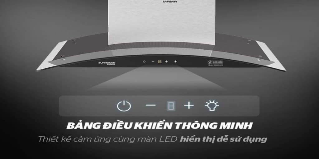 bảng điều khiển của máy hút mùi Sunhouse