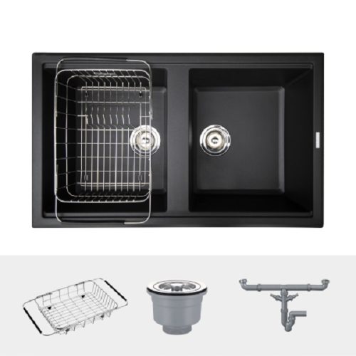 Chậu rửa bát Konox Granite Sink Phoenix Smart 860 - Black - Ảnh 3