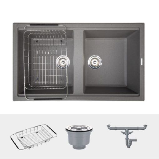 Chậu rửa bát Konox Granite Sink Phoenix Smart 860 Grey - Ảnh 3
