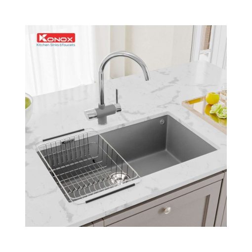 Chậu rửa bát Konox Granite Sink Naros 760S – Grey - Ảnh 2