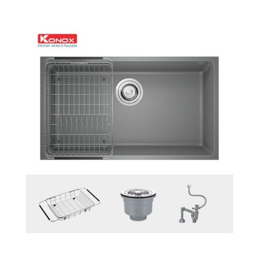 Chậu rửa bát Konox Granite Sink Naros 760S – Grey - Ảnh 3