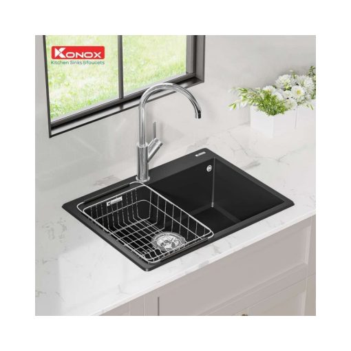 Chậu rửa bát Konox Granite Ruvita 680 Black - Ảnh 2