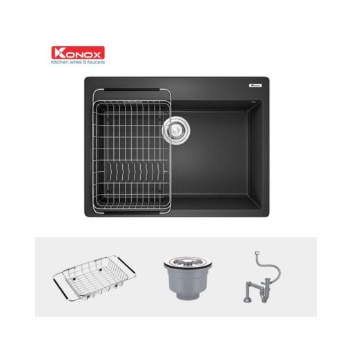 Chậu rửa bát Konox Granite Ruvita 680 Black - Ảnh 3