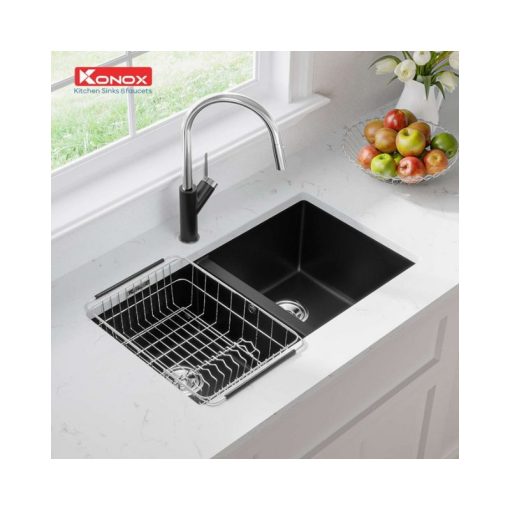Chậu rửa bát Konox Granite Veloci 760D Black - Ảnh 2