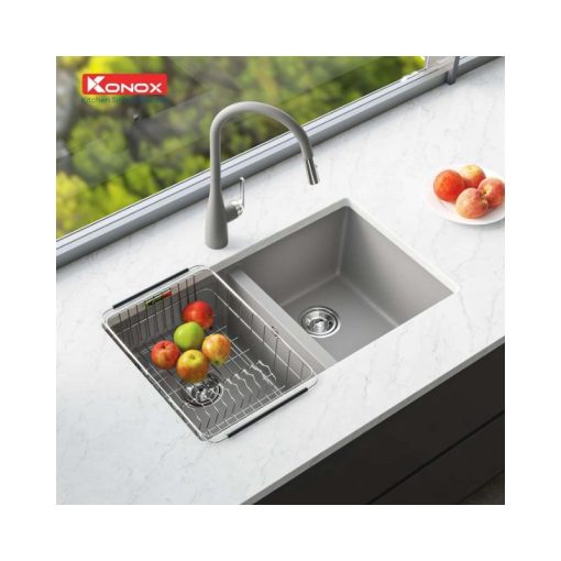 Chậu rửa bát Konox Granite Veloci 760D Grey - Ảnh 2