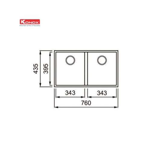 Chậu rửa bát Konox Granite Veloci 760D Grey - Ảnh 4
