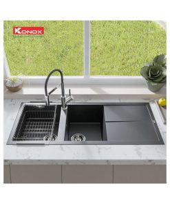 chau rua bat konox granite livello smart 1160 black 2
