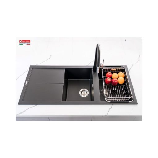 Chậu rửa bát Konox Granite Livello Smart 1160 Black - Ảnh 6
