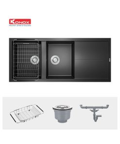 chau rua bat konox granite livello smart 1160 black 5