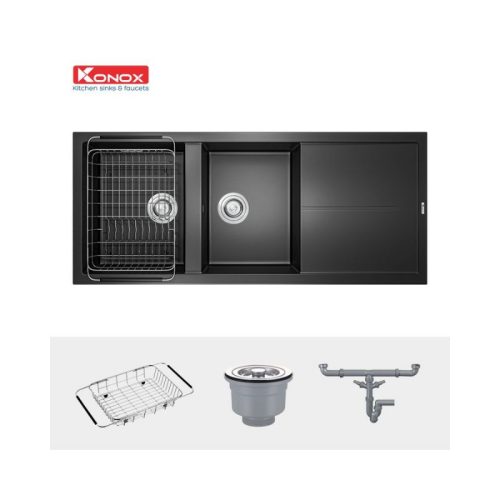 chau rua bat konox granite livello smart 1160 black 5