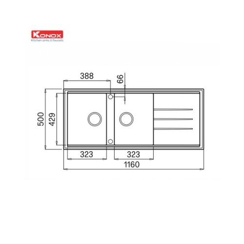 Chậu rửa bát Konox Granite Phoenix 1160 - Grey 9 chau rua bat konox granite phoenix 1160 grey 2
