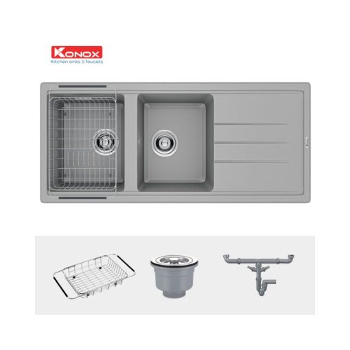 Chậu rửa bát Konox Granite Phoenix 1160 - Grey - Ảnh 3