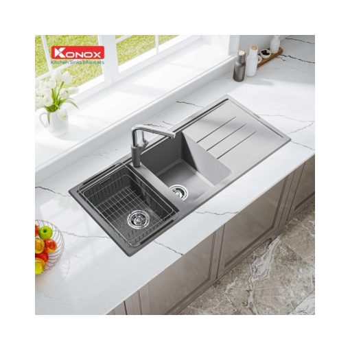 Chậu rửa bát Konox Granite Phoenix 1160 - Grey - Ảnh 2
