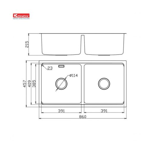 Chậu rửa bát Konox Workstation Sink KN8646DU Dekor - Ảnh 4