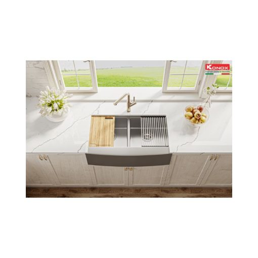 Chậu rửa bát Konox Workstation - Apron Sink KN8751DA Curve - Ảnh 2