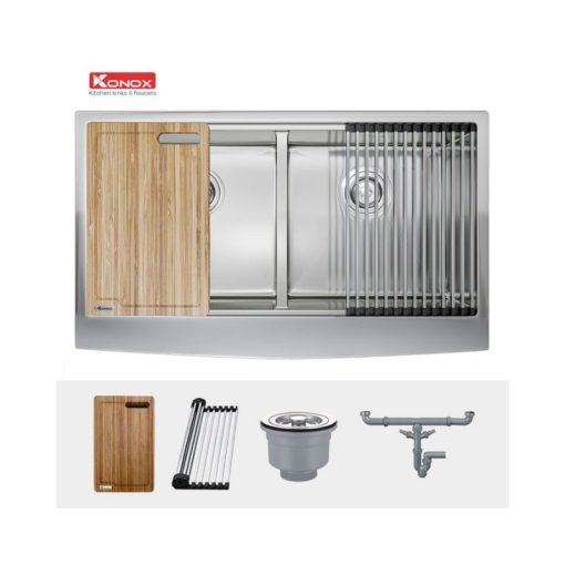 Chậu rửa bát Konox Workstation - Apron Sink KN8751DA Curve - Ảnh 3