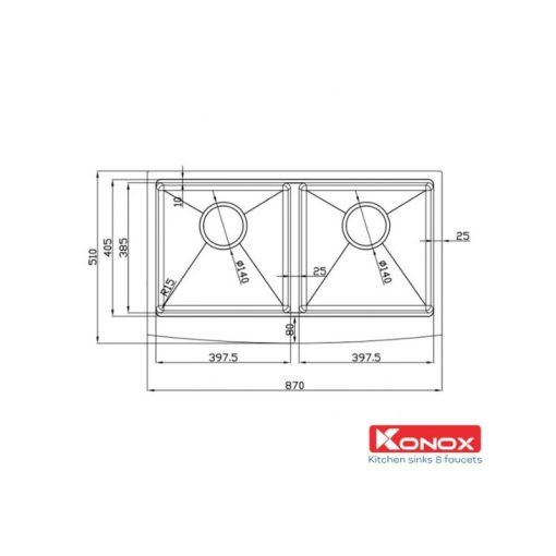 Chậu rửa bát Konox Workstation - Apron Sink KN8751DA Curve - Ảnh 4