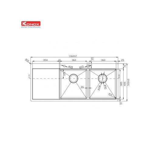 Chậu rửa bát Workstation - Topmount Sink KN11650TD - Bàn trái - Ảnh 3