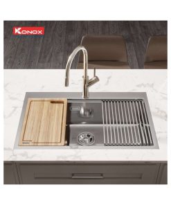chau rua bat workstation topmount sink kn8050ts 2