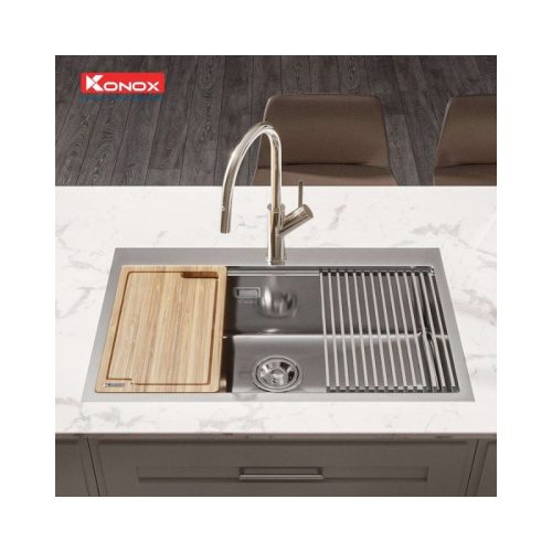 chau rua bat workstation topmount sink kn8050ts 2
