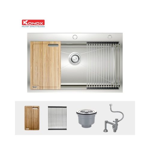 chau rua bat workstation topmount sink kn8050ts 3