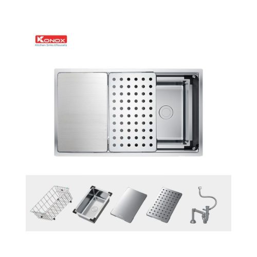 chau rua bat workstation undermount sink kn7644su dekor 3