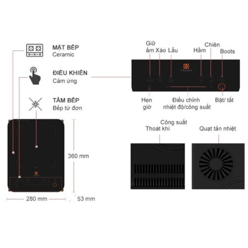Bếp từ mini Hawonkoo CEH-107-BA di động - Hình ảnh 3