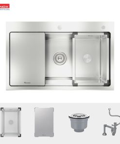 chi tiet chau rua bat chong xuoc konox workstation sink topmount sink kn8151ts dekor