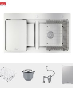 chi tiet chau rua bat chong xuoc konox workstation sink topmount sink kn8651td dekor