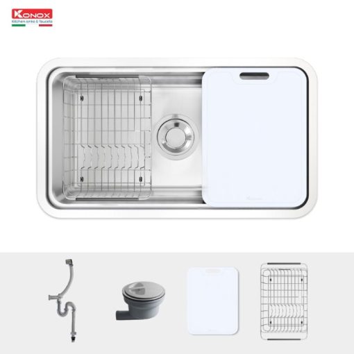 Chậu rửa bát đá 1 hố Konox KN8347SU Dekor Basic - Ảnh 3
