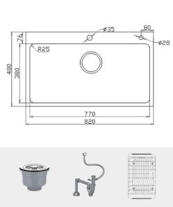 chi tiet chau rua bat inox 1 ho konox kn8248so dekor