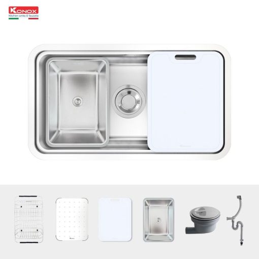 Chậu rửa bát inox 1 hố Konox KN8347SU Dekor - Ảnh 3