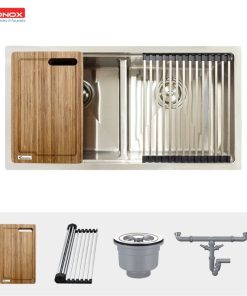 chi tiet chau rua bat konox workstation sink undermount sink kn8745dub