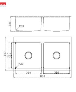 kich thuoc chau rua bat chong xuoc konox workstation sink topmount sink kn8651td dekor