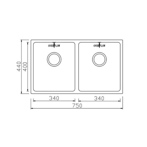 kich thuoc chau rua bat inox 2 ho konox kn7544dub