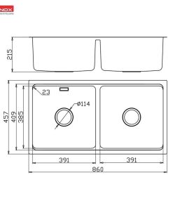 kich thuoc chau rua bat konox chong xuoc undermount sink kn8646du dekor basic