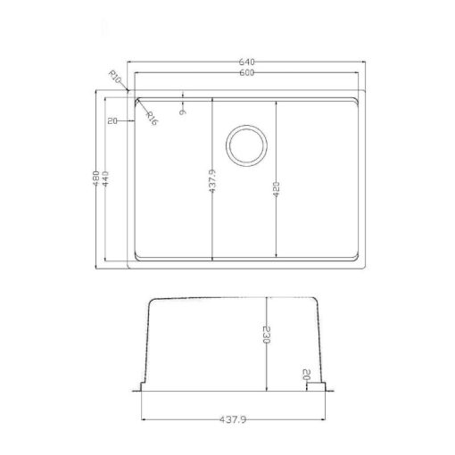 Kích thước chậu rửa bát Konox TARI 6448SM