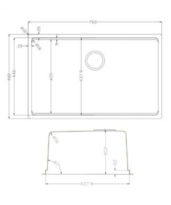 Kích thước chậu rửa bát Konox TARI 7648SM