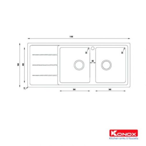 Chậu rửa bát Konox Turkey Beta 1160 Bàn trái - Ảnh 3