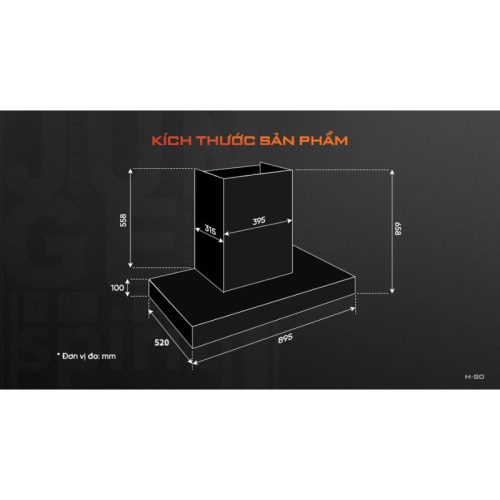 Máy hút mùi âm tủ Junger H-90 6 kich thuoc may hut mui am tu junger h 90