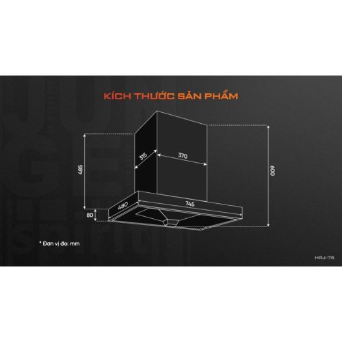 Máy hút mùi âm tủ Junger HRJ-75 6 kich thuoc may hut mui am tu junger hrj 75 1