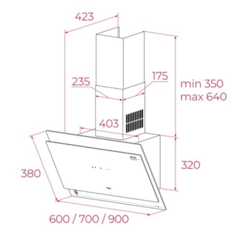 Máy hút mùi áp tường Teka DVT 68660 TOS VG 9 kich thuoc may hut mui ap tuong teka dvt 68660 tos vg