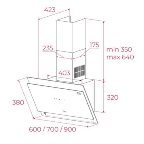 Máy hút mùi áp tường Teka DVT 98660 TOS VG 11 kich thuoc may hut mui ap tuong teka dvt 98660 tos vg